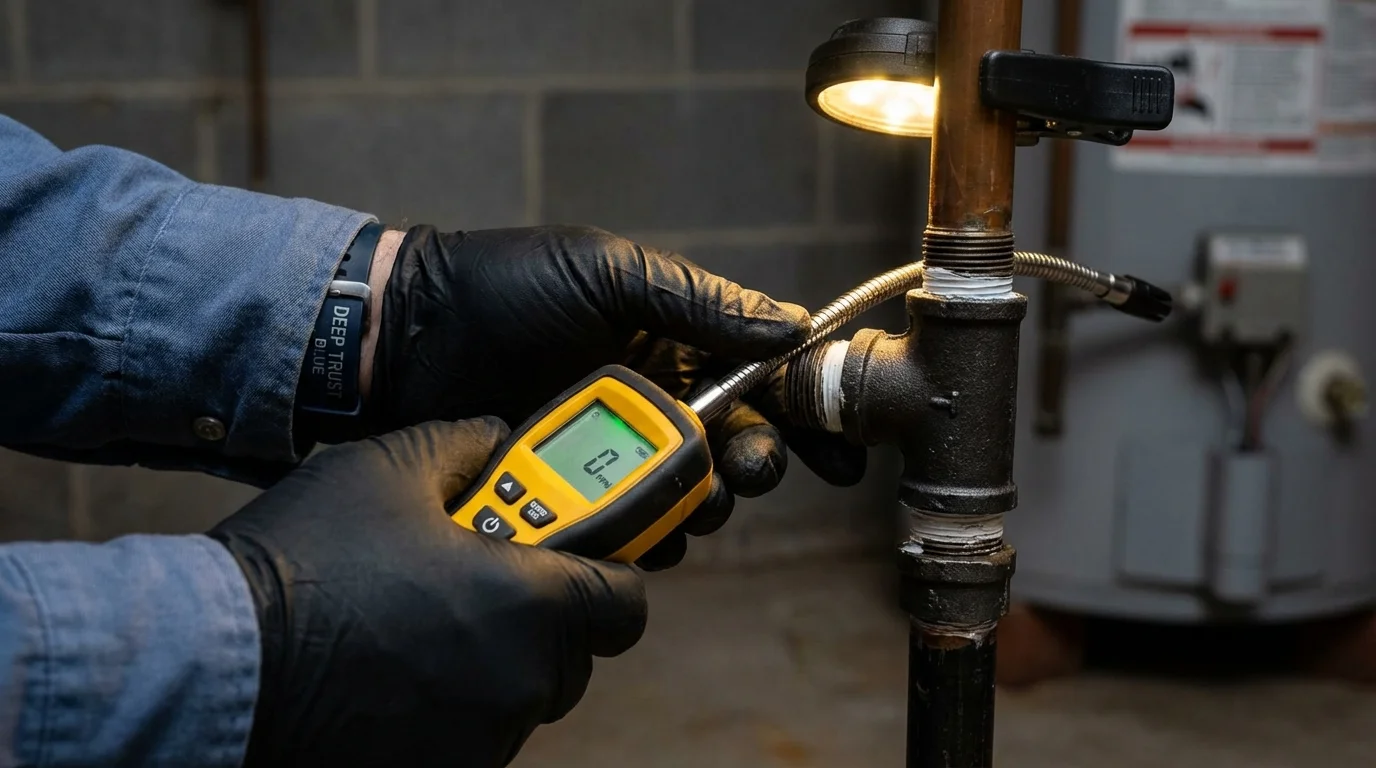 Gas leak detection with electronic sniffer by Johns Plumbing LLC in Rawlins