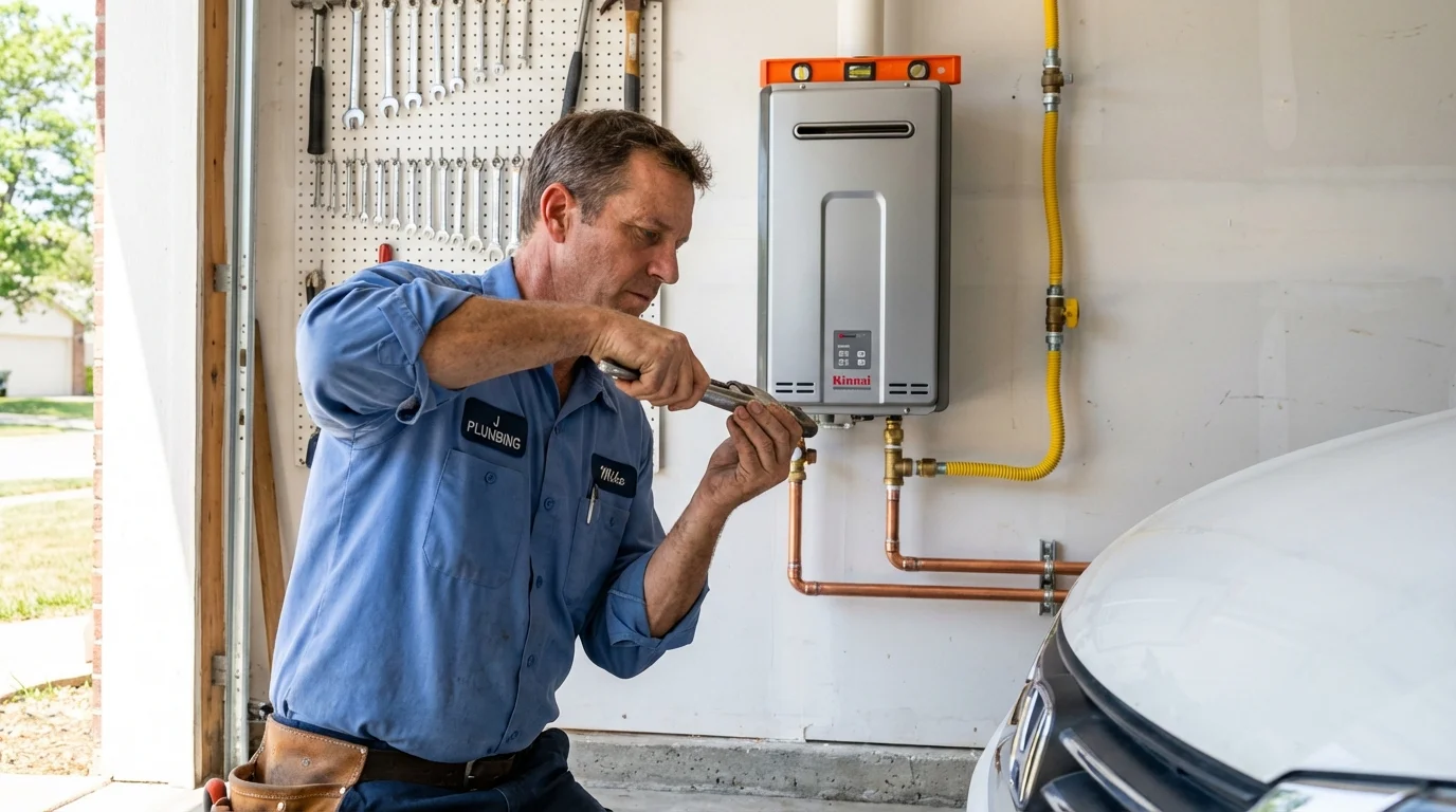 Tankless water heater installation by a Johns Plumbing LLC plumber in Rawlins